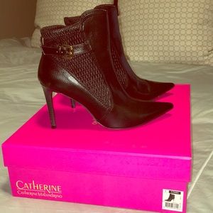 Black leather ankle booties